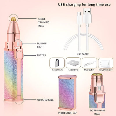 2 In 1 Rechargeable Flawless Eyebrow & Facial Hair Remover
